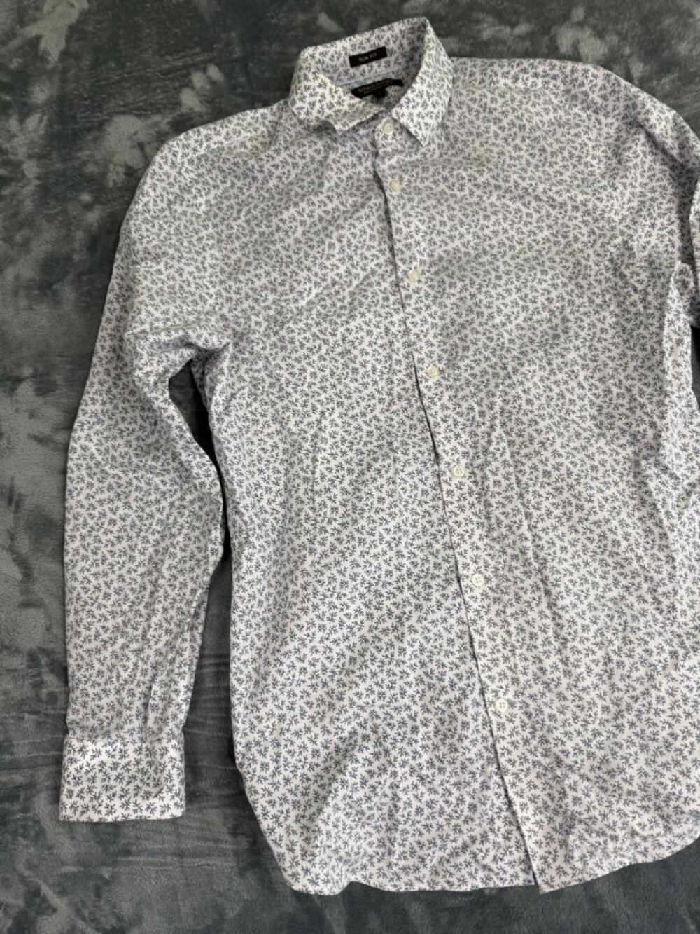 Banana Republic Mens Slim Fit Long Sleeve Floral Print Shirt L Non-Iron - Picture 3 of 8